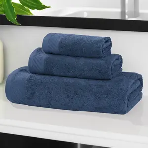 3 Piece Egyptian Cotton Bath Towel Set Basketweave