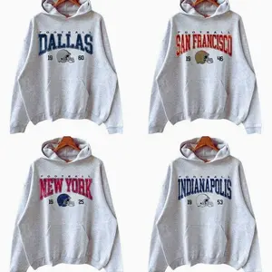 [Sale off 50%] Vintage Football All Teams Ash Grey Hoodie, Hometown Football Hoodie, Vintage Graphic All Teams Hoodie, Sport Graphic Shirts, Gift For Fan Custom Team Cotton GIft YCE