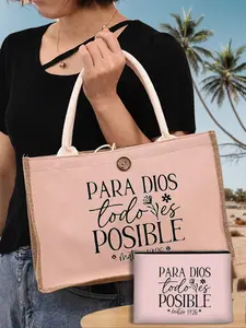 Women's Linen Bag Makeup Bag, God Jesus Christian Religious Activity Packaging, Shopping Bag Coin Wallet School Backpack, Minimalist Tote Bag