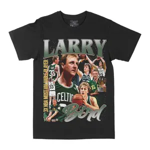 Larry Bird MVP Graphic Tee, Y2K Rap Streetwear T-Shirt, Unisex Crew Neck, Vintage Hip-Hop Graphic, Sports Style, Casual Cotton Fit