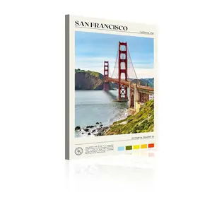 Golden Gate Bridge San Francisco Modern abstract canvas painting, stylish printed poster, suitable for home decoration in the living room, dining room, bedroom, bathroom, and office. Also a perfect holiday gift. Framed, 30x40cm
