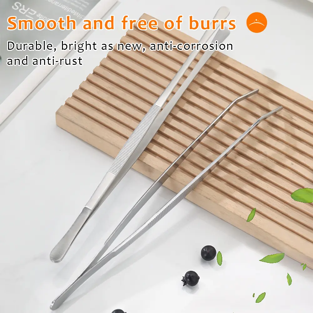 12 Inch Stainless Steel Kitchen Tweezers, Dual Tips Non-Slip Design, Multifunctional Tool for Cooking, Plating, Serving & Food Decor,stainless steel forceps,craft tweezers,electronics repair tweezers,gardening tweezers,non-slip grip tweezers