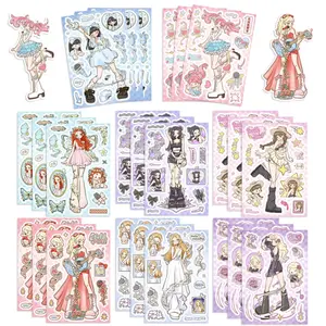 8 Original Cartoon Korean Girl Group Stickers Waterproof Diary Journal Deco DIY Decoration Sticker Set Sticker Sheets