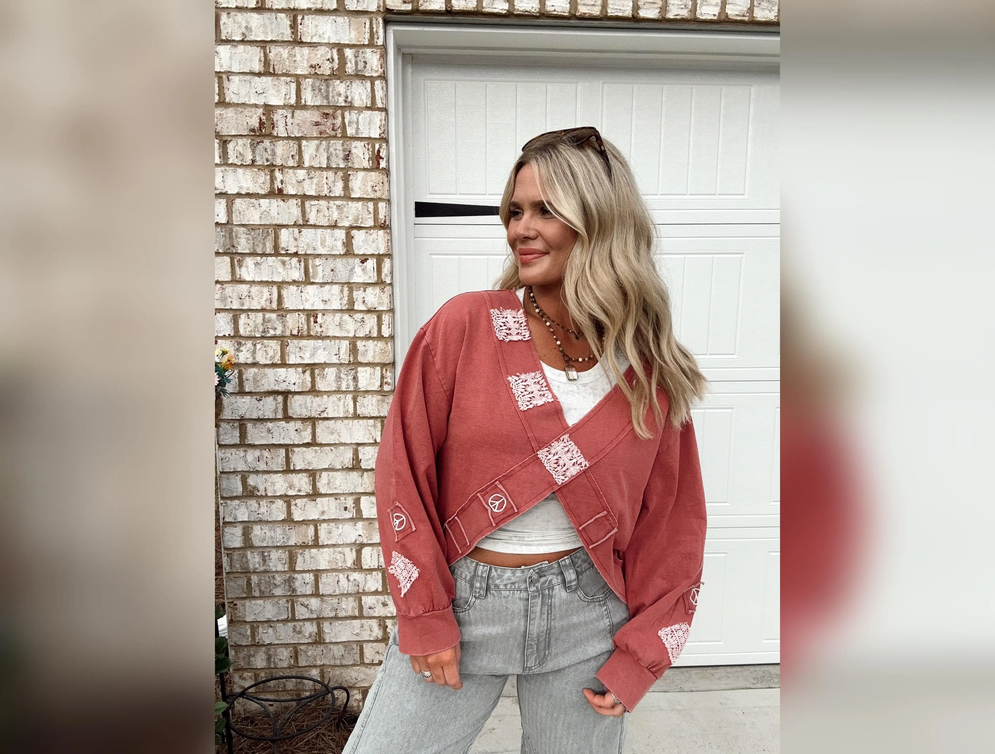 Peace & Love Reversible Top-Scarlet Red