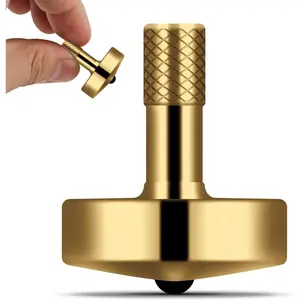 Premium Brass Spinning Top: 5-11 Minutes, Lengthened Stem, Easy to Twirl, CNC Machined, Great Time Killer, EDC Fidget Toy DST-805