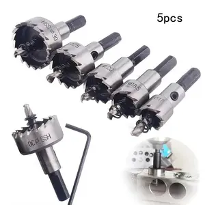 Hole Saw Drill Bit Set, Core Drill Bits, 5 Counts/set Hole Saw Drill Bit Set, Suitable for Stainless Steel, Aluminum, Plastic, and Wood, Cutting Tool Accessories