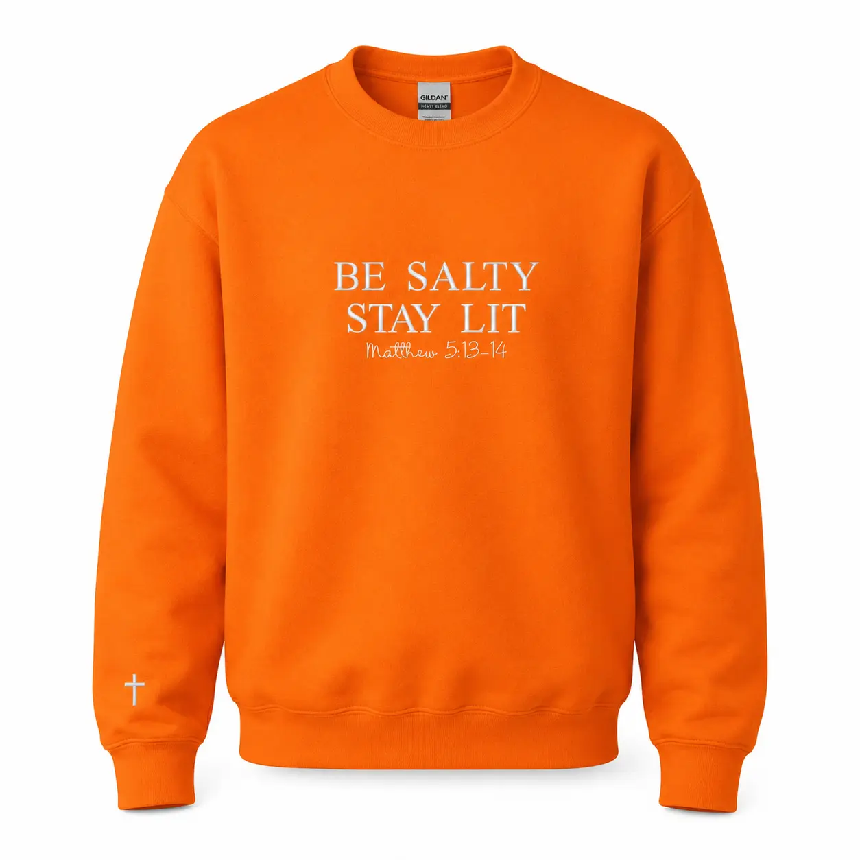 Embroidered Be Salty Stay Lit Sweatshirt, Matthew 5 13 14 Bible Verse Christian Sweater, Faith Based Apparel Gift for Women Men, Minimalist Jesus Pastor Gift, Clothes Beach Christian Merch