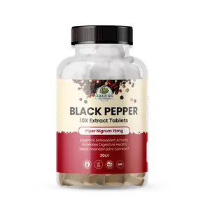 Black Pepper 10X Extract Tablets – 95% Piperine (15mg) – Piper Nigrum Supplement for Antioxidant Support