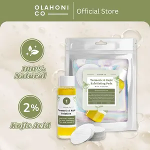 Turmeric & Kojic Exfoliating & Cleansing Pads For Uneven Skin, Deep Clean & Unclog Pores, Smooth The Face, Level Out Skin, Glow Up, Exfoliating Pads, Turmeric Pads, Resurfacing Pads, Olahoni, Natural Skincare Facial Cleanser