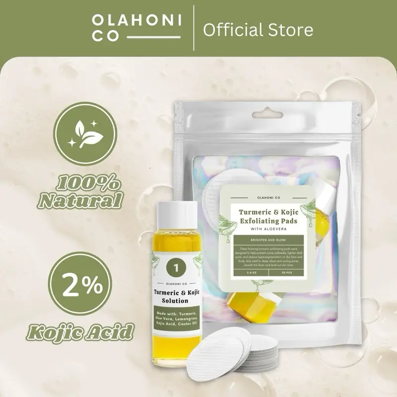 Turmeric & Kojic Exfoliating & Cleansing Pads For Uneven Skin, Deep Clean & Unclog Pores, Smooth The Face, Level Out Skin, Glow Up, Exfoliating Pads,