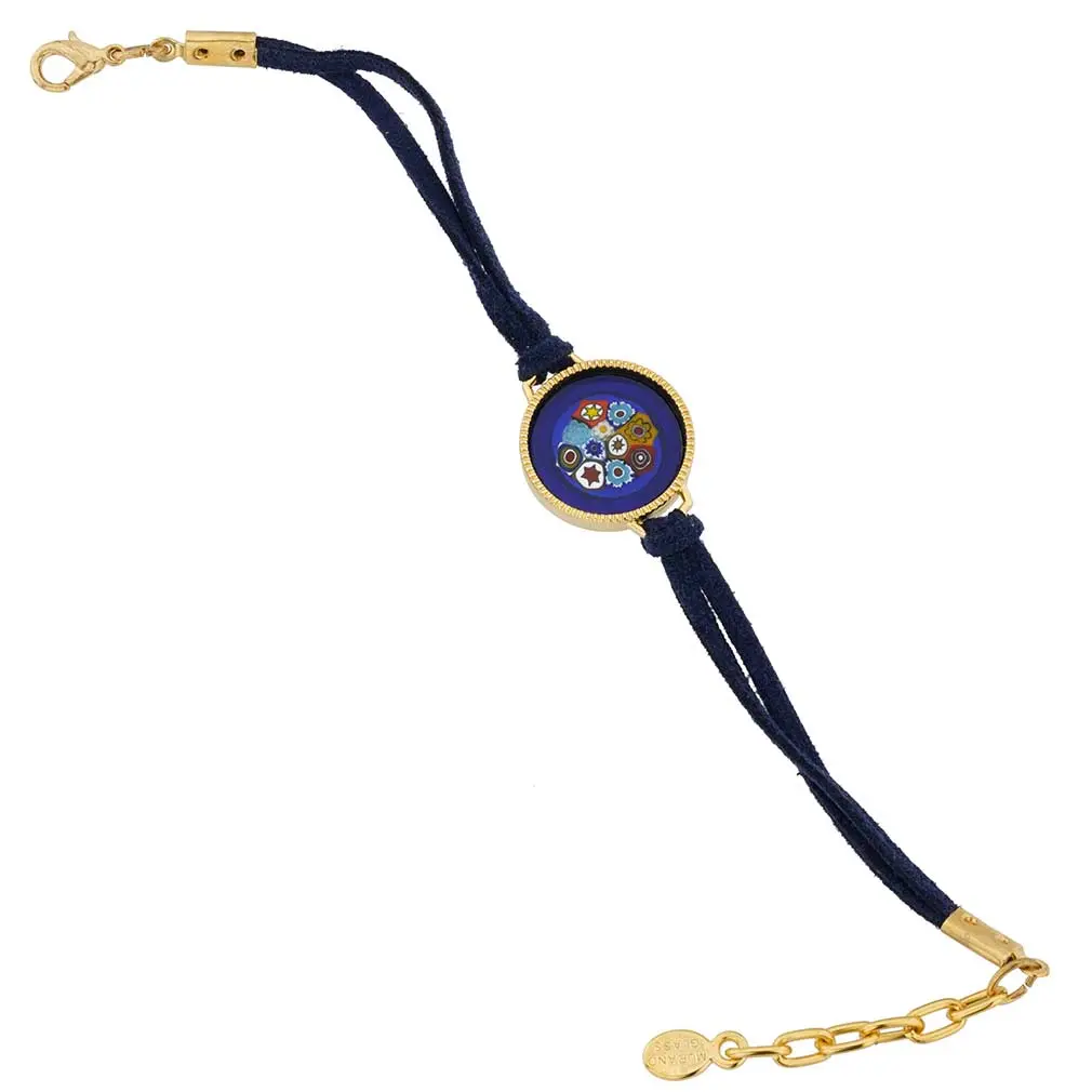 Women's Fashion Venice Rosetta Murano Glass Mosaic Bracelet - Blue, 8" Female Costume Jewelry, Great for Wedding, Valentine, Birthday Occasions