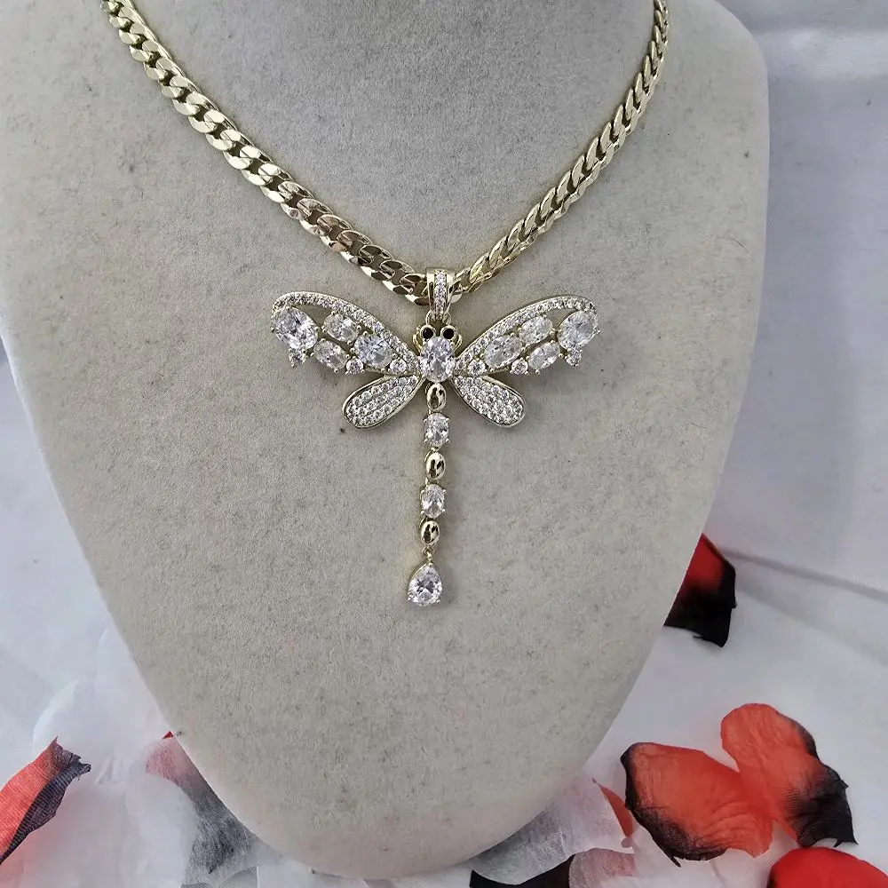 Dragonfly Statement Necklace for Women, Elegant 14-Karat Gold Laminated Finish, Versatile Jewelry for Daily Wear