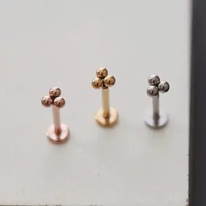 16g Trinity Internally Threaded Labret 6mm 8mm by Origami Jewels