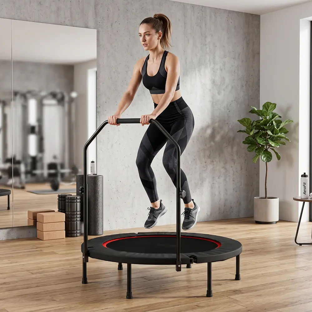 ·  40 Inch Spring Mini Fitness Trampoline for Adults,3-Level Adjustable Adjustable Foam Handle Foldable Rebounder,Indoor Outdoor Home Gym Workout Equipment,Max Load 450LBS Exercise Equipment