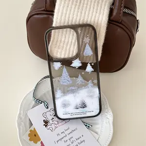 Autumn Winter Quicksand Glitter Case for iPhone 16 15 14 13 12 11 Pro Max 16 Plus 3D Snowflake Transparent Casing Protective Smartphone Case Screen Protector Cover Protection Cellphone Shockproof Tree Design