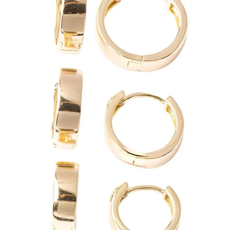 Chunky Gold Hoop Earrings - 6mm Thick Bold Huggie Hoops, Unisex Fashion Costume Jewelry, 14mm-18mm Multi-Size Polished, Casual Elegant Daily Accessory