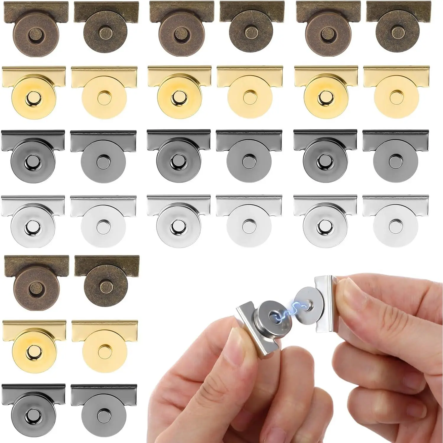 28 Pairs Seamless  Snaps,  Closures for Purses & , Metal Buckle Clasps for Bags, Clothing, DIY Crafts(4 Color)
