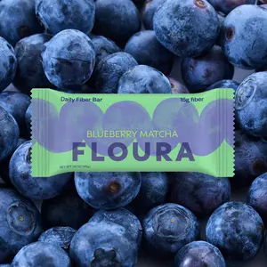 Floura Blueberry Matcha Fiber Bar 12-Pack - Sweet Tart Blueberries & Nutty Matcha - 15g Fiber - Perfect Zen Snack - Gluten-Free - US