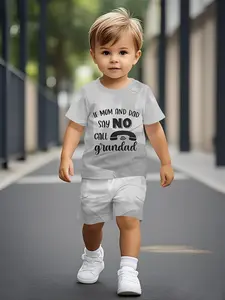 Funny Grandpa Help Kids Short Sleeve Set, Boys Casual Fitted Two-Piece Print Baby Clothing, Perfect Gift for Daily & Outdoor Sports