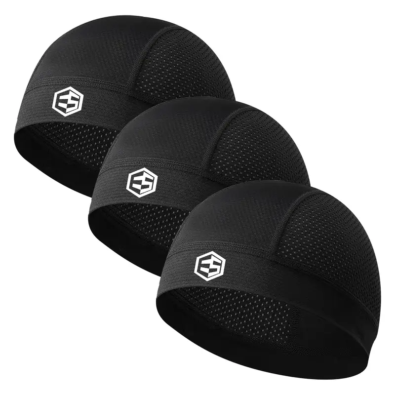 3Pcs Breathable Mesh Skull Caps for Men Women, Quick Dry Lightweight Sweat Helmet Liner Beanie, Hair Cooling Cap