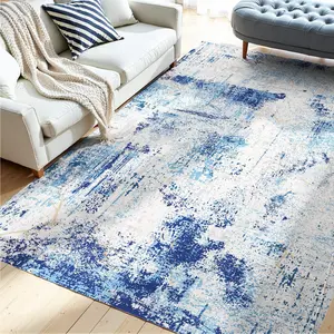 Large Area Rug 5 By 7 Ft - Non-Slip, Tear-Resistant Floor Mat In Modern Blue For Living Room And Hallway, Easy-Clean, Durable Indoor Rug With Soft Underfoot Comfort, Ideal For High-Traffic Areas