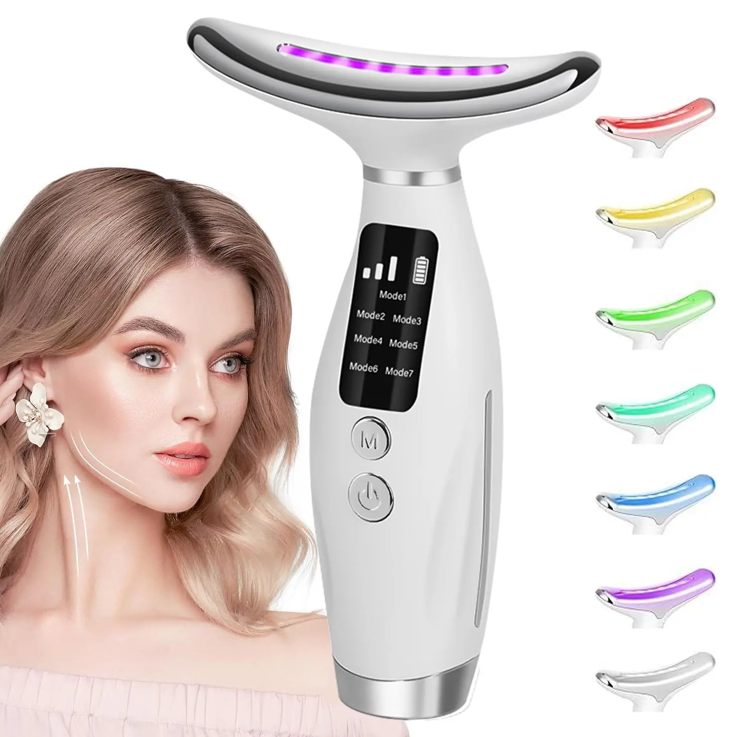 Electric Neck & Face Massager, 7 Color LED Light Neck & Face Lifting Machine with Heating, Firming Facial Skin Care Tool for Women & Girl, Face Lifting Device, Beauty Machine, Facial Beauty Massagers, Beauty Devices