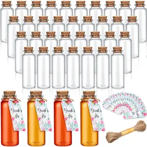 60 count 40ml Small Glass Bottles Mini Potion Bottles with  Cork Stoppers  Jars with Drink Me Tags and String for  Party Halloween Wedding Favor  Shower DIY Craft 3.1 x 1.12''