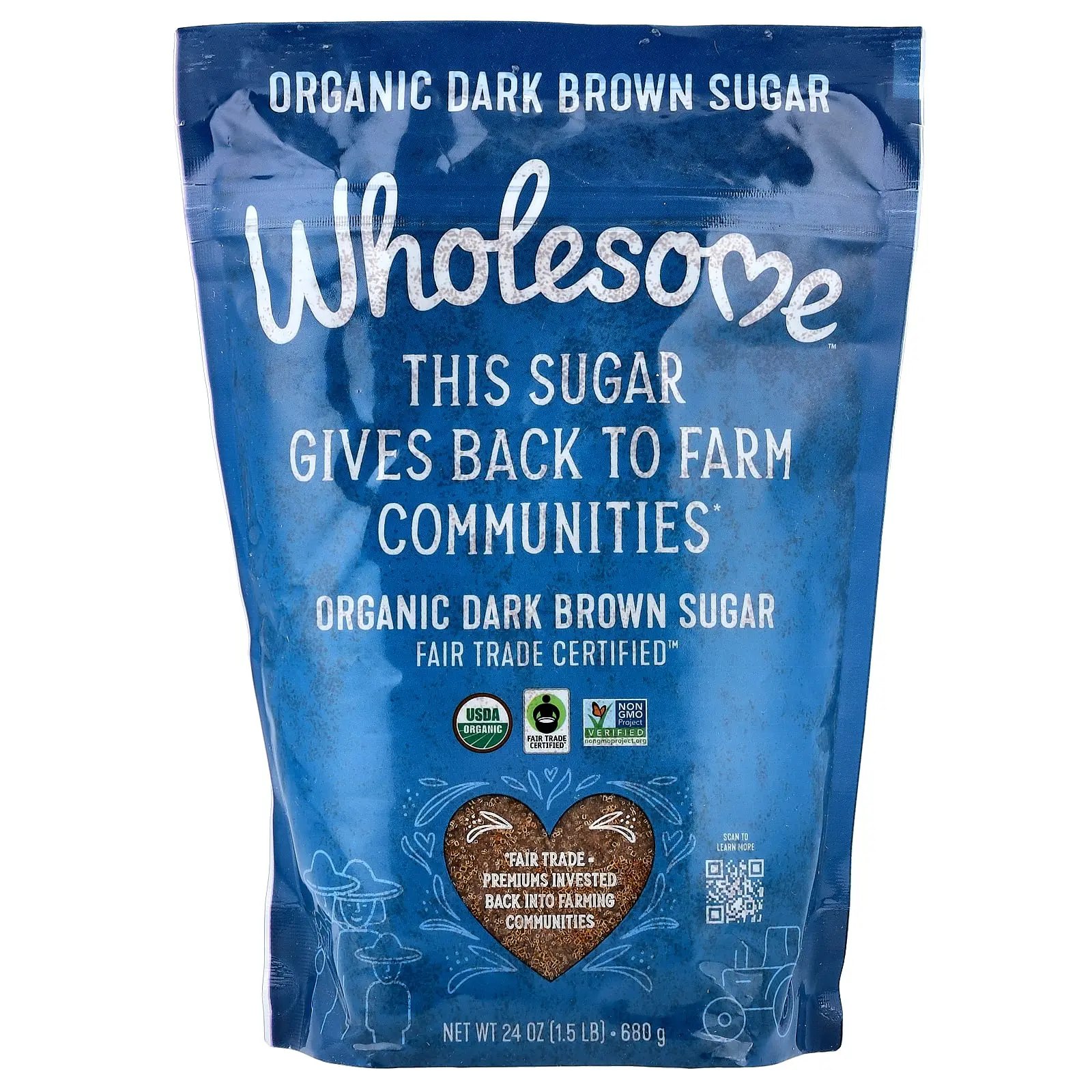Wholesome Sweeteners Organic Dark Brown Sugar, 24 oz (680 g)