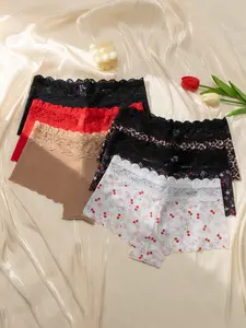 Women's Leopard Print Patchwork Underwear Set, Soft Breathable Elegant All-Season Panties, Pack of 6, Comfortable Daily Wear Lingerie