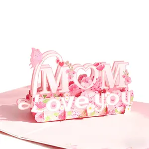 Paper Love Mother's Day Card – Happy Mother's Day 3D Pop-Up Card with Floral Design and "MOM  LOVE YOU" Message, Intricate Laser Cut Details, Premium Cardstock for Mom, Wife, Grandmother