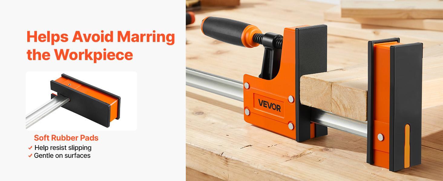 【Summerfinds】VEVOR 4-Piece F-Style Bar Clamps - 24in & 31in Heavy Duty Secure Upgraded, 1100 lbs Clamping Force, 2-in-1 Design, PA6 Handles, Parallel Soft Rubber Pads, Carbon Steel Bar for DIY Woodwork & Wood/Metal Joining Projects, Heavy Duty Clamp