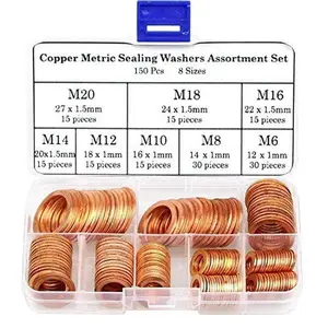 150 count 8 Sizes Copper Metric Sealing Washers Assortment Set