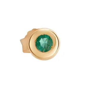 Bezel Set Emerald Threaded Earring
