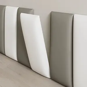 6-Piece Self-Adhesive Bed Headboard, Artificial Leather Design, 12mm Thick 3D Soft Pad, Suitable for Small Beds, No Drilling Wall Board