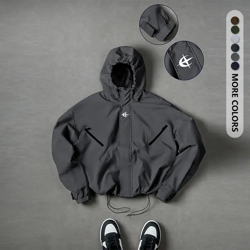 Men's Vintage Lightweight Drawstring Hooded Jacket, Relaxed Loose Fit Casual Outerwear, Spring & Fall Versatile Coat Suitable for Daily Outings, Parties and Sports Activities