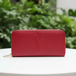 Pre-owned Yves Saint Laurent Leather Small Leather Goods YSL Red Zippy Wallet