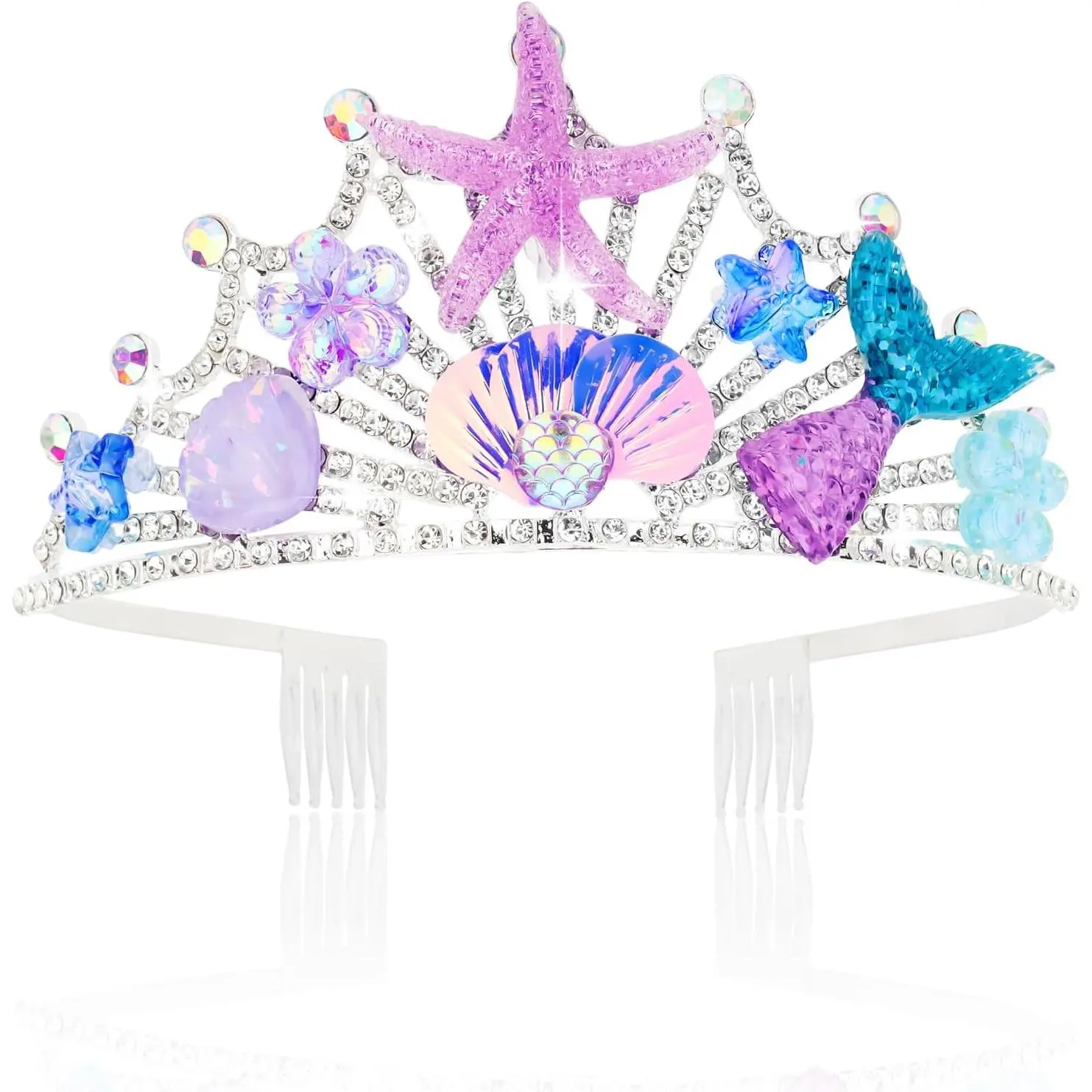 SQ-HDW004 Mermaid Crown Mermaid Birthday Decorations Tail Fish Scales Seashell Hair Accessories for Women and Girls Mermaids Tiara
