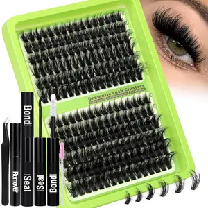 Eyelash Extension Kit, DIY Eyelash Extensions, 1 Set Eyelash Brush & Tweezers & Eyelash Glue & Remover & Eyelash Clusters, Professional Eye Makeup Accessories for Women, Cosmetic