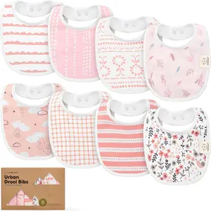 8-Pack Organic Baby Bibs for Boys, Girls - Soft Cotton Drooling and Teething Bibs for Baby Girl & Boy, Extra Absorbent, Easy To Clean & Put On for Toddler, Newborn, Infant 0-24 Months ()