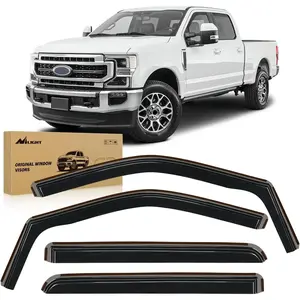 in-Channel Window Visors for Ford F250 F350 F450 F550 Super Duty Crew Cab 2017–2022, Inside Mount Rain Guards, Smoke Tinted Window Deflectors, Wind & Rain Protection, 4PCS