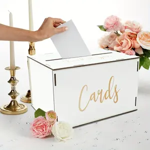 White Wooden Wedding Invitation Card Drop Box Rustic Wedding Table Decor Weeding Decoration for Wedding Party Supplies Accessories