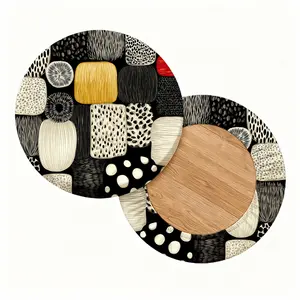 2/4/6/8PCS geometric texture digital printing pattern universal elastic round stool cover for all seasons, elastic, suitable for bar chair covers, outdoor chairs, small round cushion covers, restaurants, cafes, etc