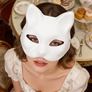 5pcs Halloween Full Face Half Face Hand Drawn DIY Blank Papier-Mâché Masks, Children School Art Class Peking Opera Party Masks