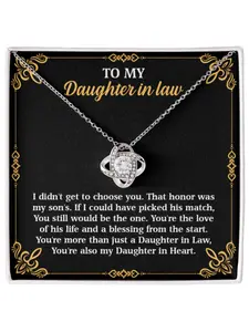 To My Daughter in Law Love Knot Necklace Exquisite Chain Jewelry with Message Card and Gift Box Wedding /Anniversary /Birthday /Christmas/Engagement Gift