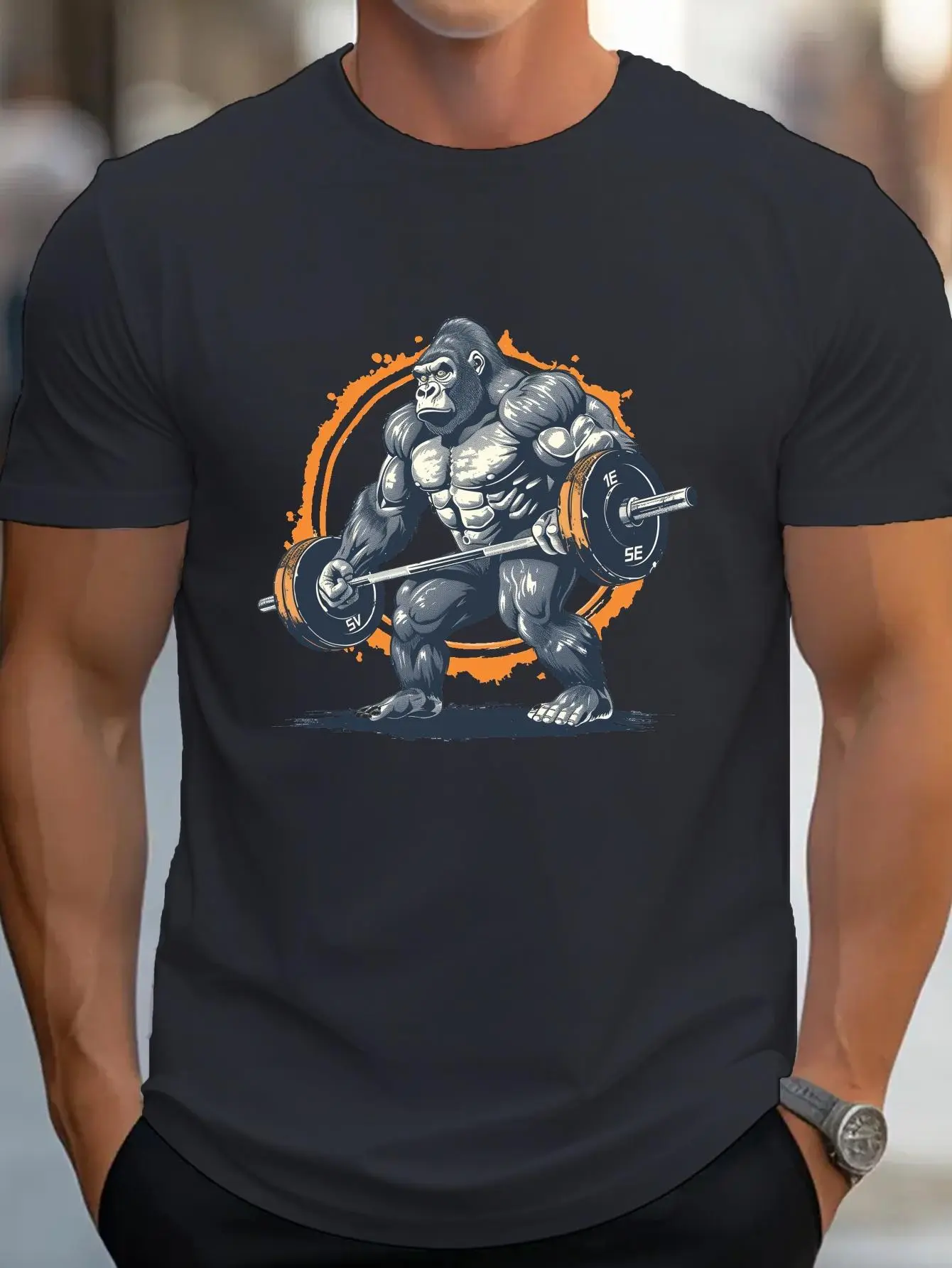 Gorilla Fitness Graphic Tee, Funny Gym Workout T Shirt for Men Women, Strong Animal Lifting Design, Vintage Athletic Style Short Sleeve Shirt, Bodybuilding Gift Shirt, Casual Streetwear Top for Fitness Lovers and Gym Enthusiasts