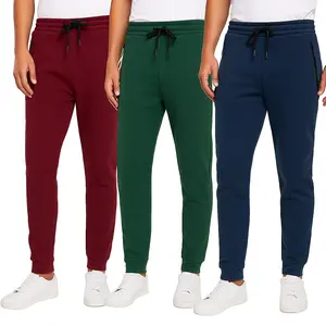 3 PACK: Men's Fleece Lined Slim Fit Casual Tech Jogger Sweatpants Zipper Pockets