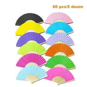 60 pcs Paper Hand Fans, 8.3 Inch Foldable Handheld Fans for Wedding Favors, Party Decorations, Bridal Shower, Baby Shower, Summer Cooling,