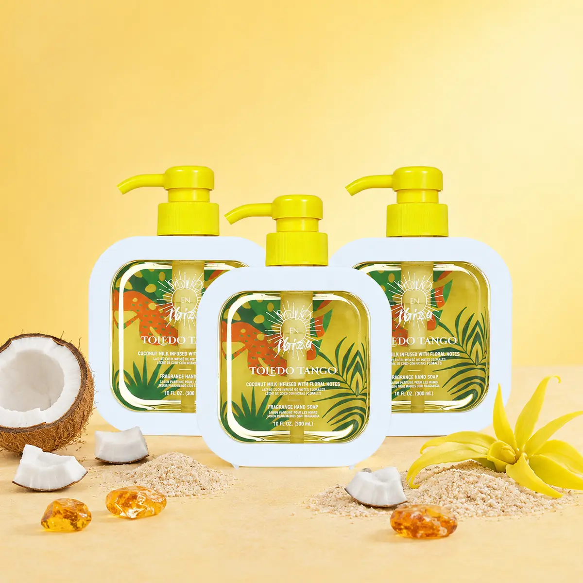 SOLO EN IBIZA Toledo Tango Fragrance Liquid Hand Soap, 10 fl oz/300ml – Coconut & Vanilla Aroma Hand Cleanser, Gentle Daily Hand Wash for Bathroom & Kitchen Sink