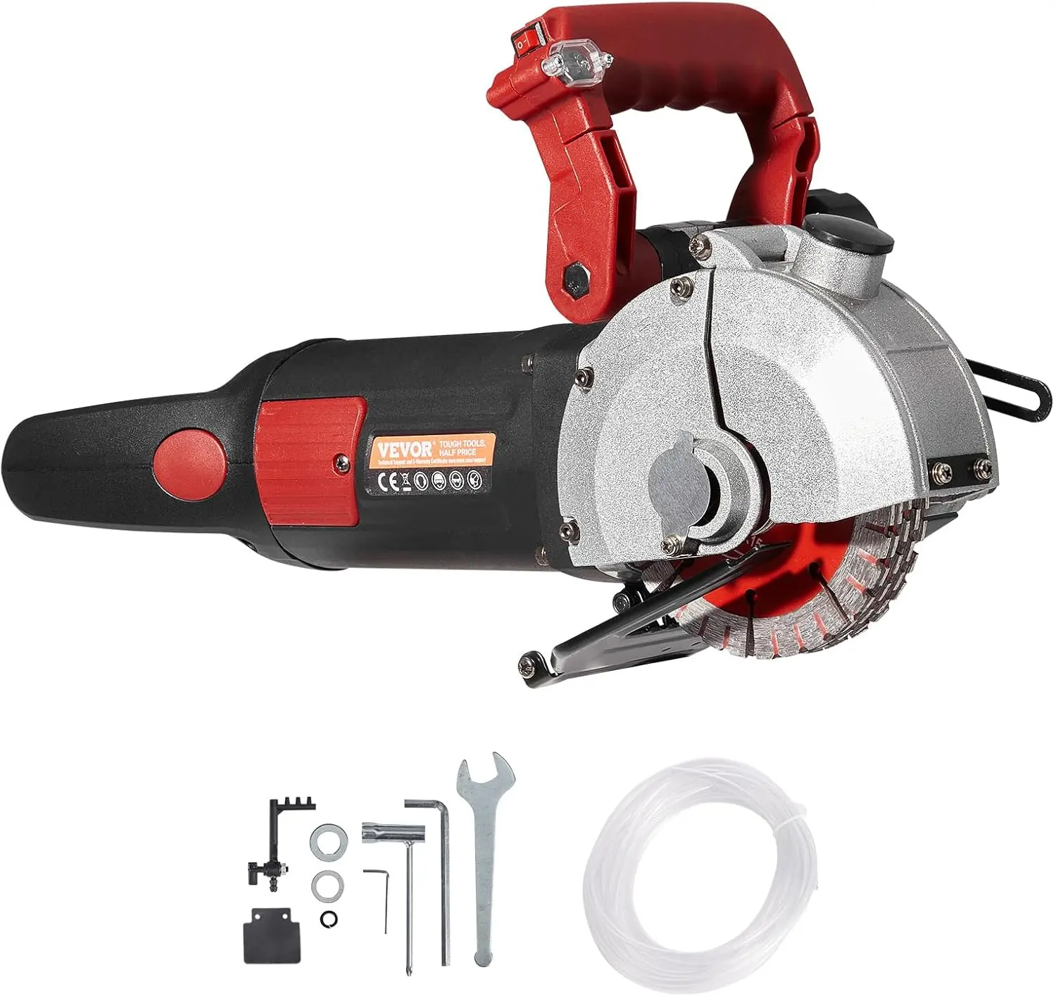 VEVOR Wall Chaser Concrete Cutter 4800W (with 5 X 5" Saw Blades Dustproof and Line Infrared Sighting) for Marble Concrete Granite and Bricks Walls