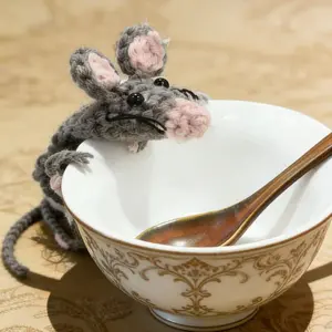 Ugly-Cute Crochet Rat Plush Toy Keychain, Collectible Mini Doll